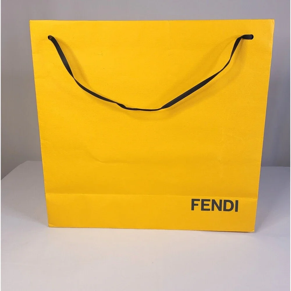Authentic Fendi Large Yellow Paper Gift Shopping Bag